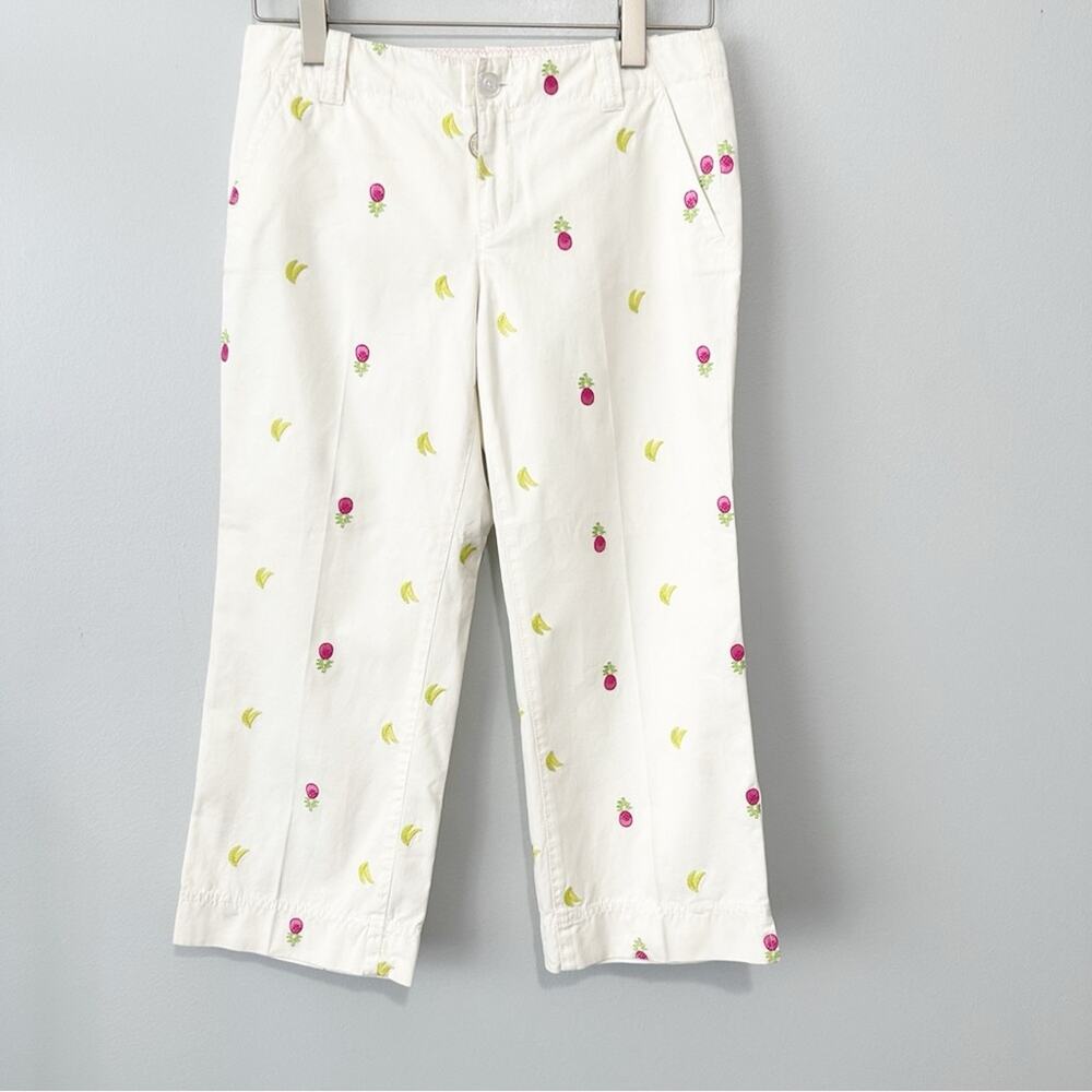 Lilly Pulitzer Main line fit jeans white denim pineapple fruit cropped size 6